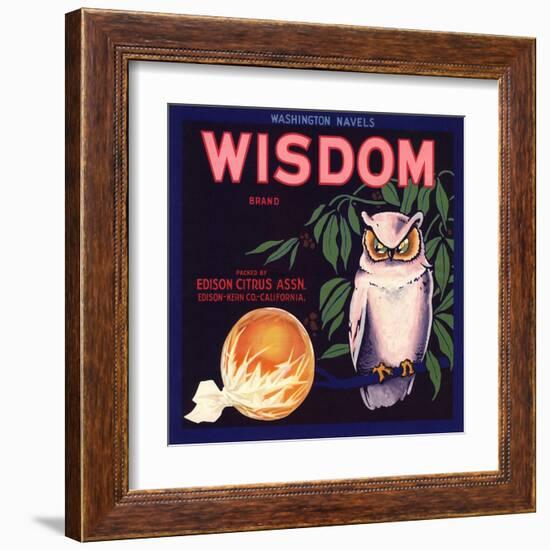 Wisdom Brand - Edison, California - Citrus Crate Label-Lantern Press-Framed Art Print