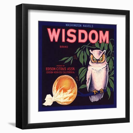 Wisdom Brand - Edison, California - Citrus Crate Label-Lantern Press-Framed Art Print