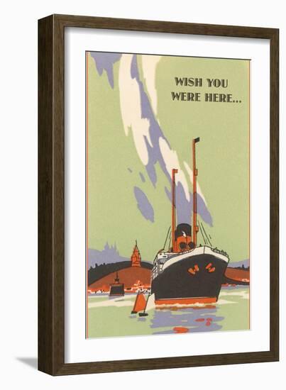 Wish You Were Here, Art Deco Ocean Liner-null-Framed Art Print
