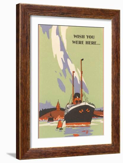 Wish You Were Here, Art Deco Ocean Liner-null-Framed Art Print