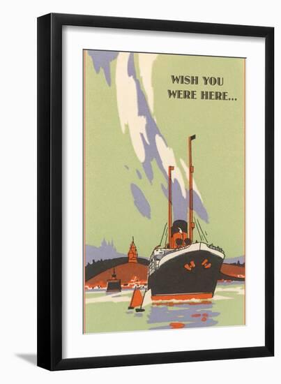 Wish You Were Here, Art Deco Ocean Liner-null-Framed Art Print