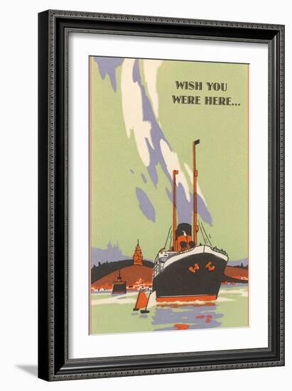 Wish You Were Here, Art Deco Ocean Liner-null-Framed Art Print