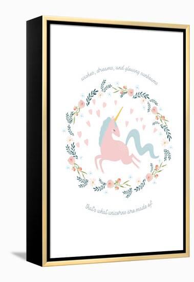 Wishes Dreams Unicorn-Leah Straatsma-Framed Stretched Canvas