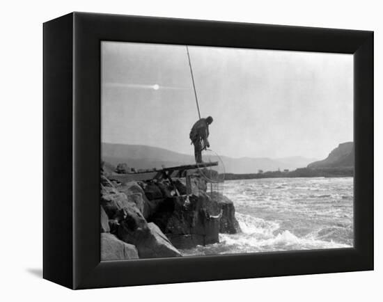 Wishham Fishing Platform-Edward S. Curtis-Framed Stretched Canvas