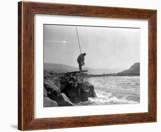 Wishham Fishing Platform-Edward S. Curtis-Framed Photo