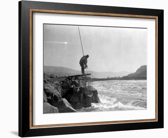 Wishham Fishing Platform-Edward S. Curtis-Framed Photo