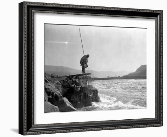 Wishham Fishing Platform-Edward S. Curtis-Framed Photo