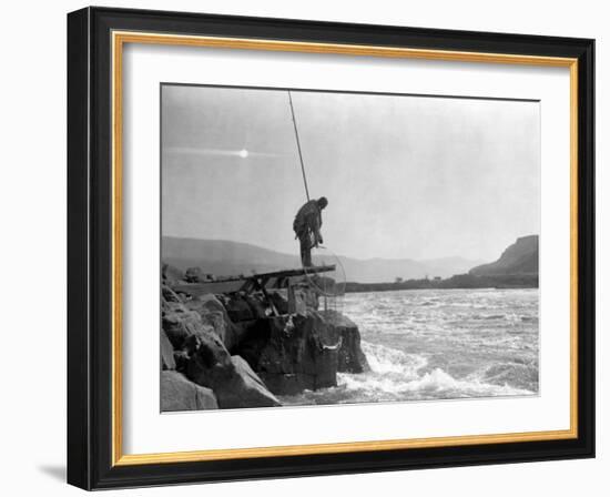 Wishham Fishing Platform-Edward S. Curtis-Framed Photo