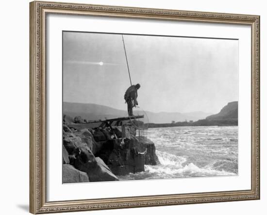 Wishham Fishing Platform-Edward S. Curtis-Framed Photo