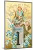 Wishing You a Happy New Year, Victorian Angel, Father Time-null-Mounted Art Print