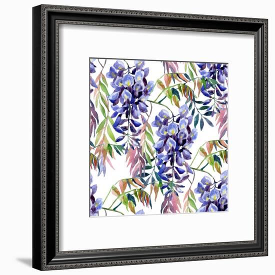 Wisteria Flower Watercolor-tanycya-Framed Art Print