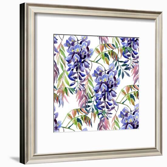 Wisteria Flower Watercolor-tanycya-Framed Art Print