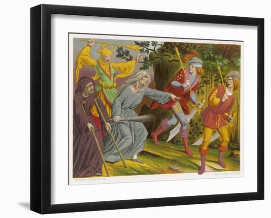 Witch Accompanied by a Beggar and a Fool Curses Two Sergeants-At-Arms Who Slink Away Terrified-null-Framed Art Print