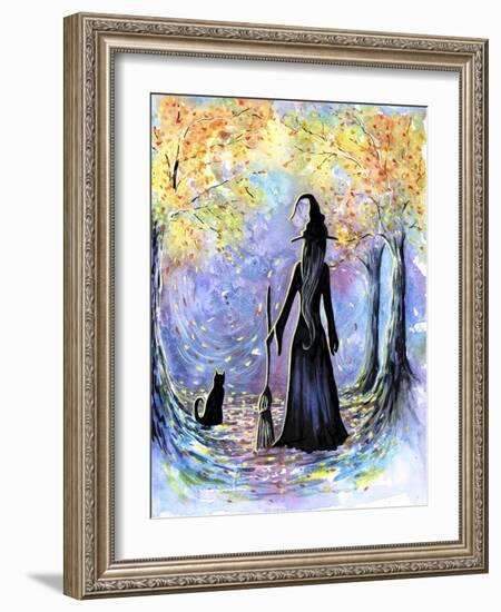 Witch and Black Cat-Michelle Faber-Framed Giclee Print