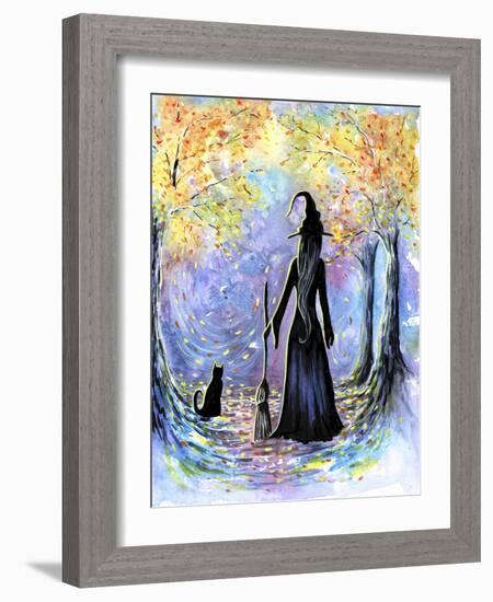 Witch and Black Cat-Michelle Faber-Framed Giclee Print