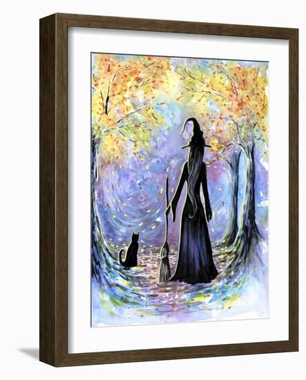 Witch and Black Cat-Michelle Faber-Framed Giclee Print