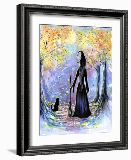 Witch and Black Cat-Michelle Faber-Framed Giclee Print