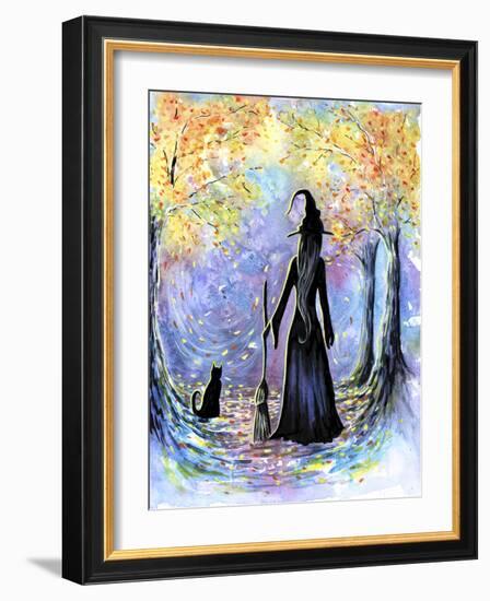 Witch and Black Cat-Michelle Faber-Framed Giclee Print