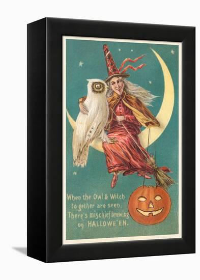 Witch and White Owl-null-Framed Stretched Canvas