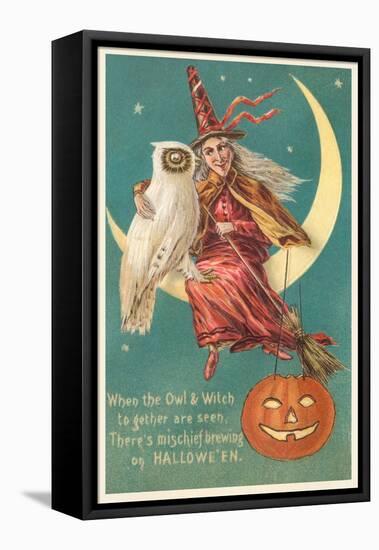 Witch and White Owl-null-Framed Stretched Canvas
