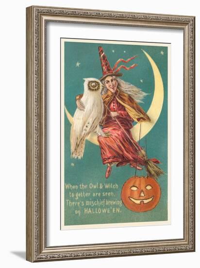 Witch and White Owl--Framed Art Print