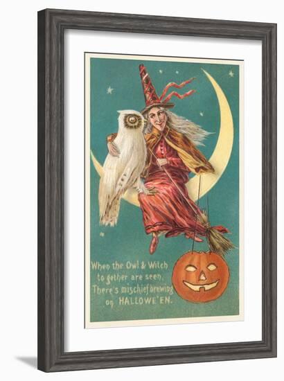 Witch and White Owl-null-Framed Art Print