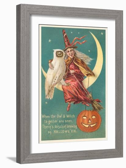 Witch and White Owl-null-Framed Art Print