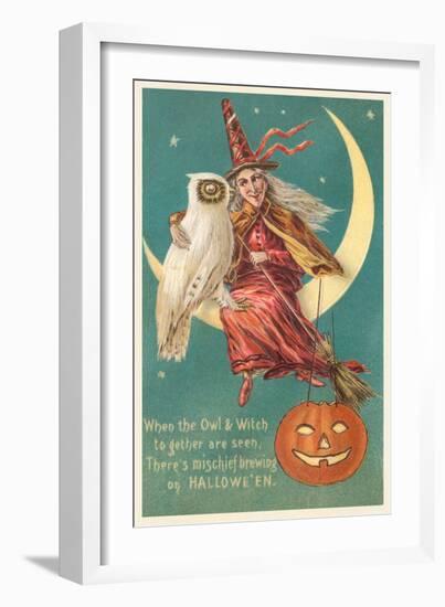 Witch and White Owl-null-Framed Art Print