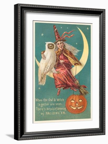 Witch and White Owl-null-Framed Art Print