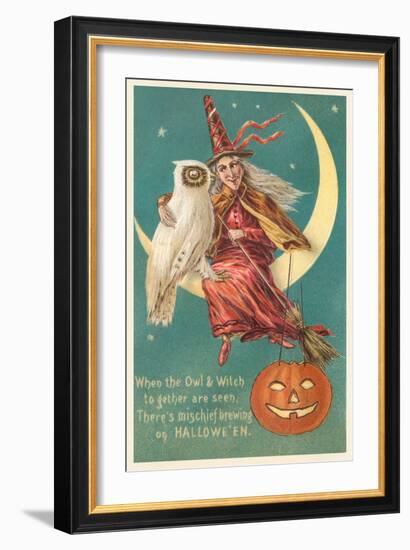 Witch and White Owl-null-Framed Art Print