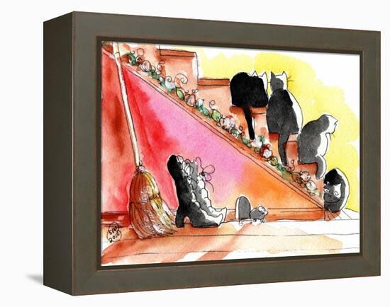 Witch Boots, Broom, Mouse Halloween Black Cats-sylvia pimental-Framed Stretched Canvas
