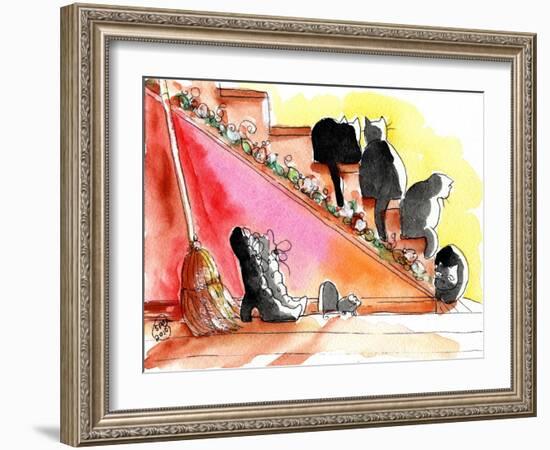 Witch Boots, Broom, Mouse Halloween Black Cats-sylvia pimental-Framed Art Print