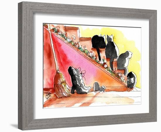 Witch Boots, Broom, Mouse Halloween Black Cats-sylvia pimental-Framed Art Print