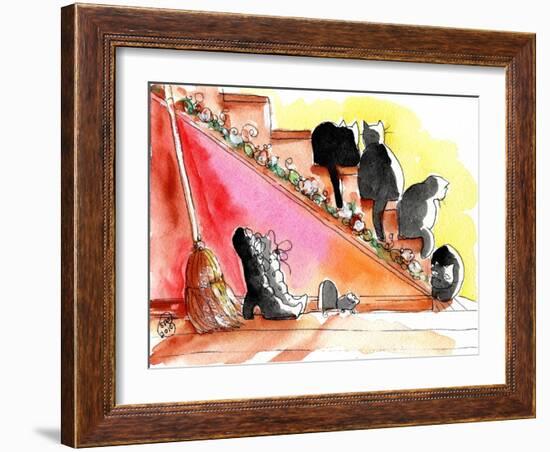 Witch Boots, Broom, Mouse Halloween Black Cats-sylvia pimental-Framed Art Print