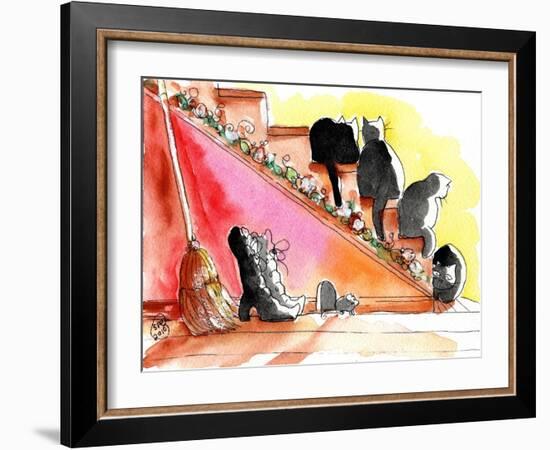 Witch Boots, Broom, Mouse Halloween Black Cats-sylvia pimental-Framed Art Print