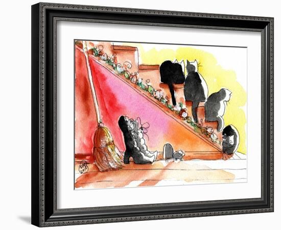 Witch Boots, Broom, Mouse Halloween Black Cats-sylvia pimental-Framed Art Print