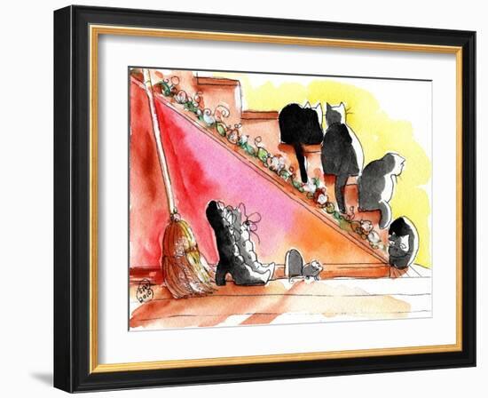 Witch Boots, Broom, Mouse Halloween Black Cats-sylvia pimental-Framed Art Print