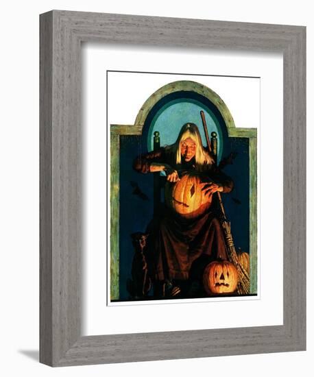 "Witch Carving Pumpkin,"October 27, 1928-Frederic Stanley-Framed Giclee Print