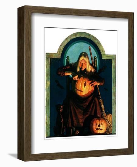 "Witch Carving Pumpkin,"October 27, 1928-Frederic Stanley-Framed Giclee Print