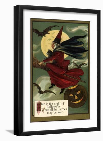 Witch on Her Broom, 1910-null-Framed Giclee Print