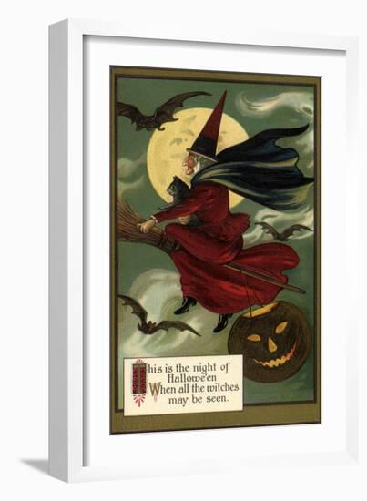 Witch on Her Broom, 1910-null-Framed Giclee Print