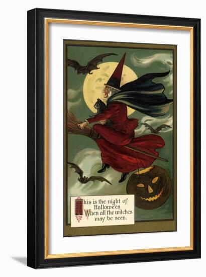 Witch on Her Broom, 1910-null-Framed Giclee Print