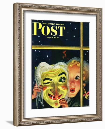 "Witch's Mask," Saturday Evening Post Cover, October 31, 1942-Charles Kaiser-Framed Giclee Print