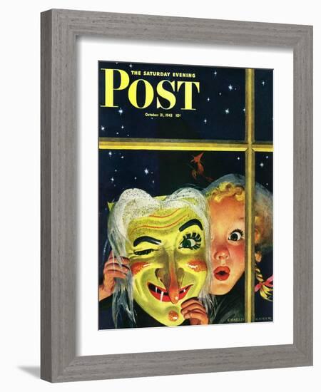 "Witch's Mask," Saturday Evening Post Cover, October 31, 1942-Charles Kaiser-Framed Giclee Print