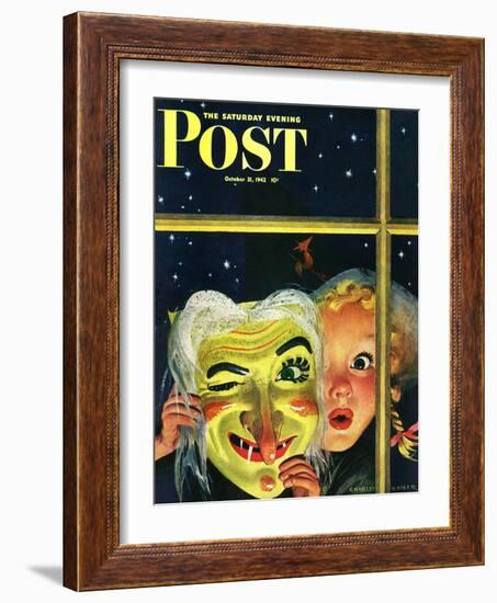 "Witch's Mask," Saturday Evening Post Cover, October 31, 1942-Charles Kaiser-Framed Giclee Print