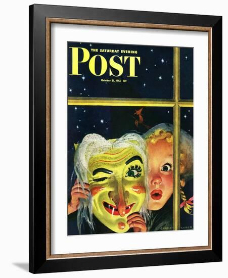 "Witch's Mask," Saturday Evening Post Cover, October 31, 1942-Charles Kaiser-Framed Giclee Print