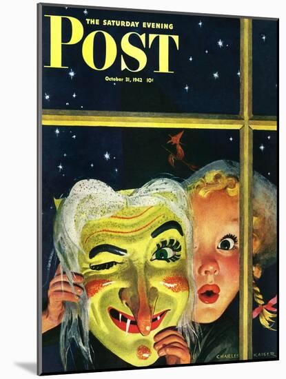 "Witch's Mask," Saturday Evening Post Cover, October 31, 1942-Charles Kaiser-Mounted Giclee Print