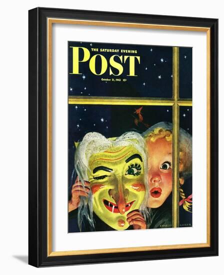 "Witch's Mask," Saturday Evening Post Cover, October 31, 1942-Charles Kaiser-Framed Giclee Print