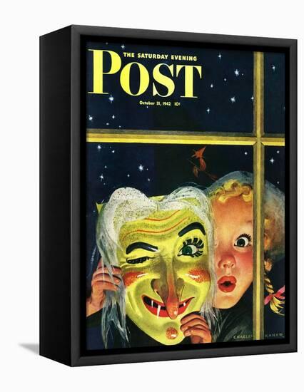 "Witch's Mask," Saturday Evening Post Cover, October 31, 1942-Charles Kaiser-Framed Premier Image Canvas