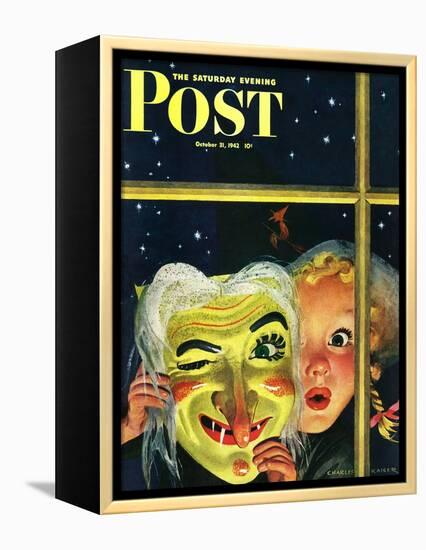 "Witch's Mask," Saturday Evening Post Cover, October 31, 1942-Charles Kaiser-Framed Premier Image Canvas